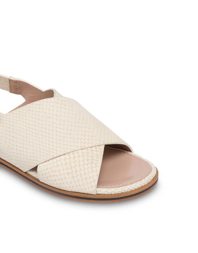 Pollini Sandali Flatform In Nabuk Synthesis Gesso Soddisfazione Garantita