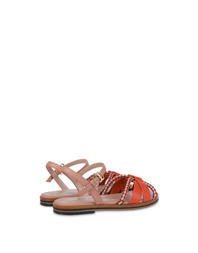Pollini Sandali Flat In Vitello Bicolor Interlude Cannella/nude Qualità Garantita