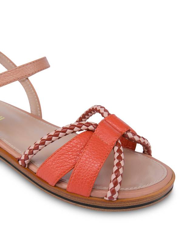 Pollini Sandali Flat In Vitello Bicolor Interlude Cannella/nude Qualità Garantita
