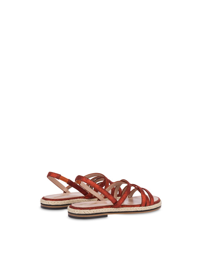 Pollini Sandali Flat In Crosta Laminata Playa Cannella Promozione Limitata