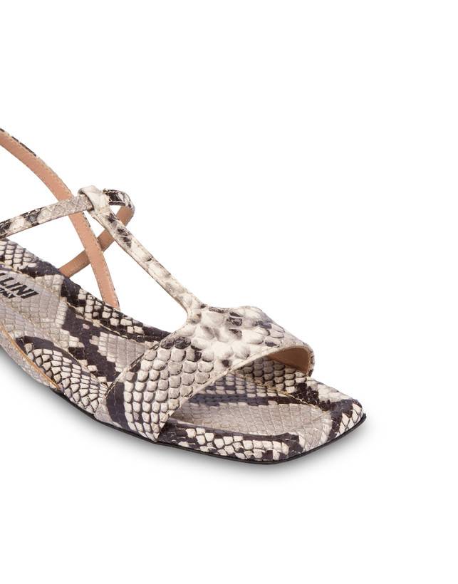 Pollini Sandali Flat In Vitello Stampa Pitone Between The Lines Roccia Fino Al -60%