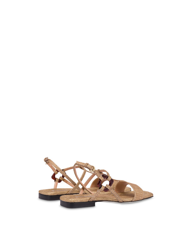 Pollini Sandali Flat In Vitello Stampa Pitone Between The Lines Wood-oro Shopping Online