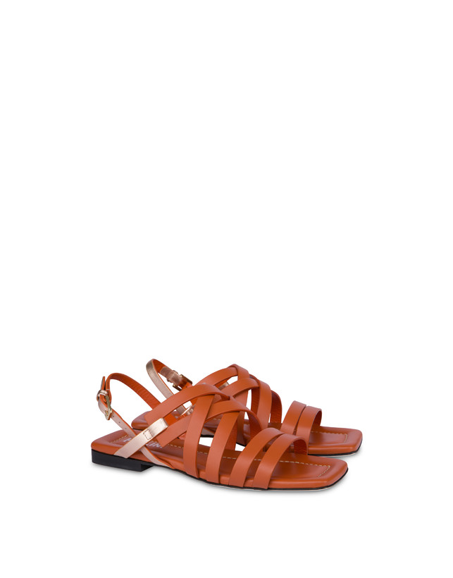 Pollini Sandali Flat Incontri Wood/rame Affare Del Giorno