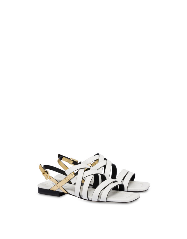 Pollini Sandali Flat Incontri Bianco/oro Prezzo Ridotto