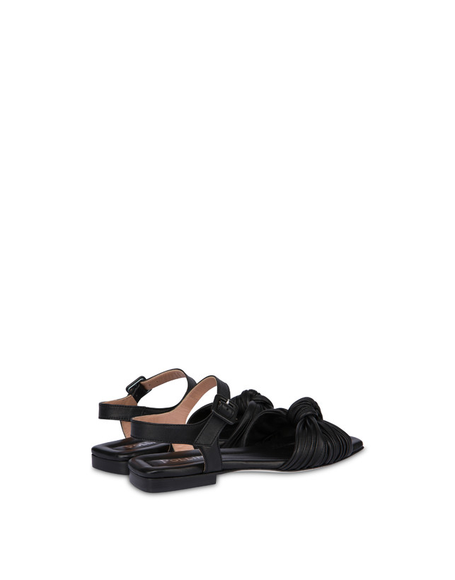 Pollini Sandali Flat In Nappa Sailor Knot Nero Presa