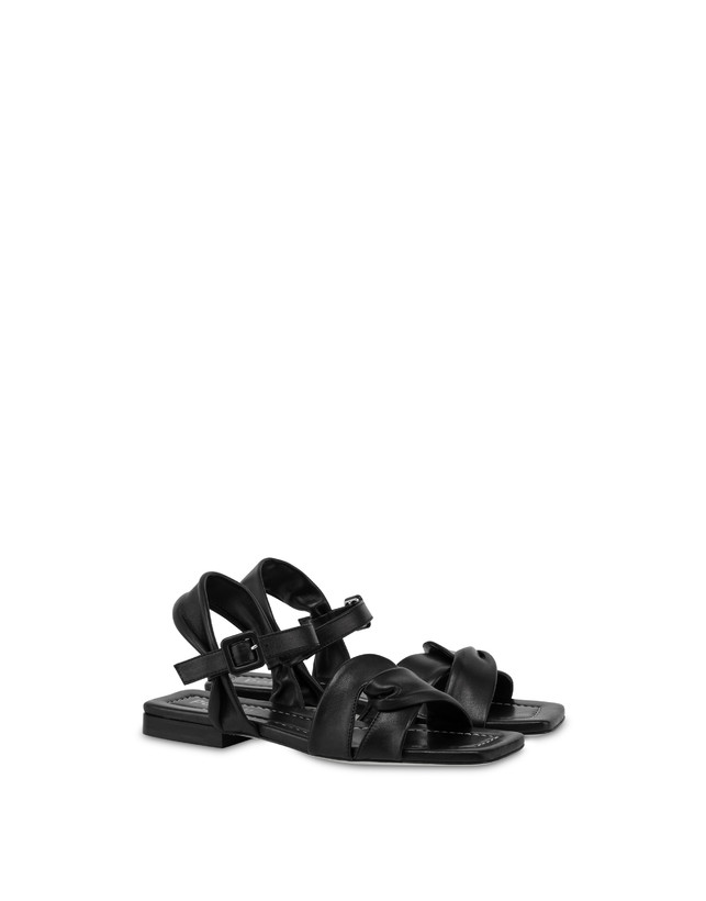 Pollini Sandali Flat In Nappa Oasis Nero Offerta