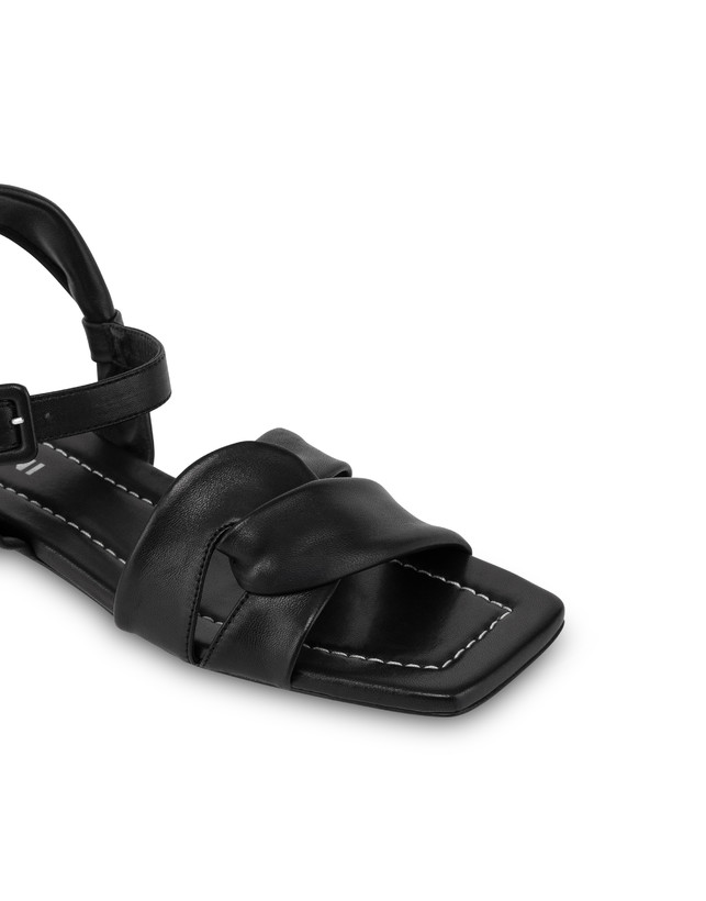 Pollini Sandali Flat In Nappa Oasis Nero Offerta