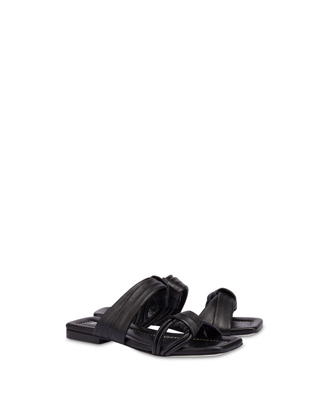 Pollini Sandali Flat In Nappa Lady Tie Nero Online