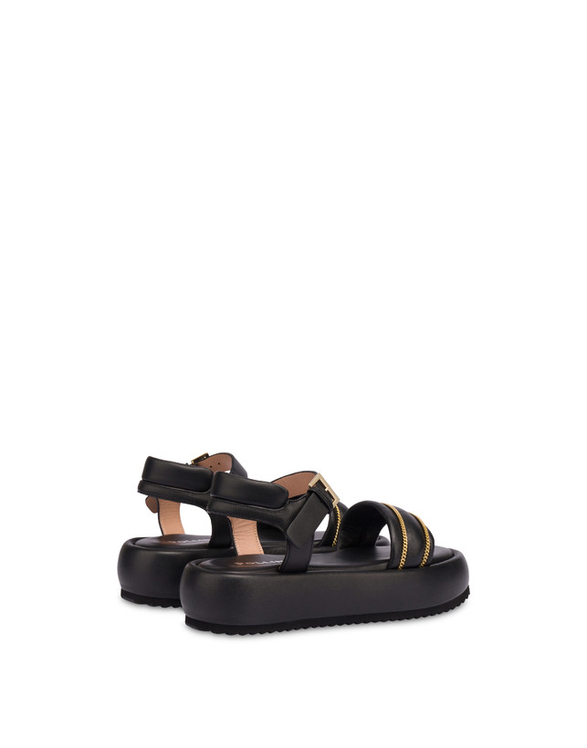 Pollini Sandali Flatform In Nappa Lady Tie Nero In Vendita