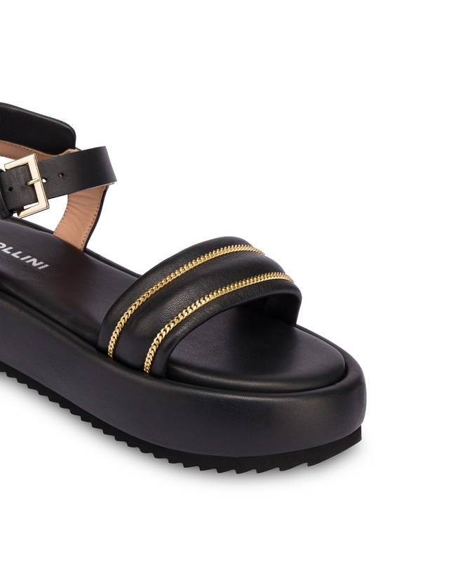 Pollini Sandali Flatform In Nappa Lady Tie Nero In Vendita
