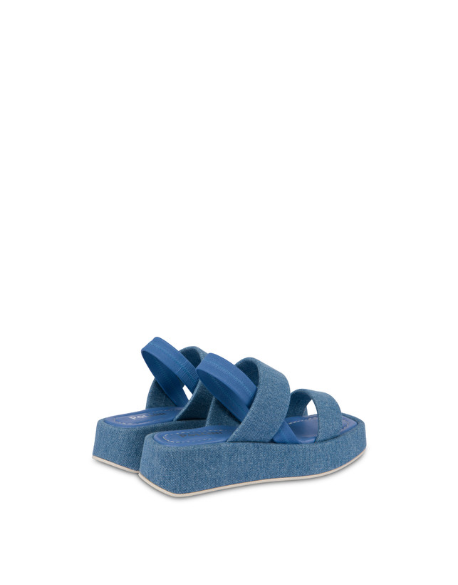 Pollini Sandali Flatform In Tessuto Denim Denim Saldi