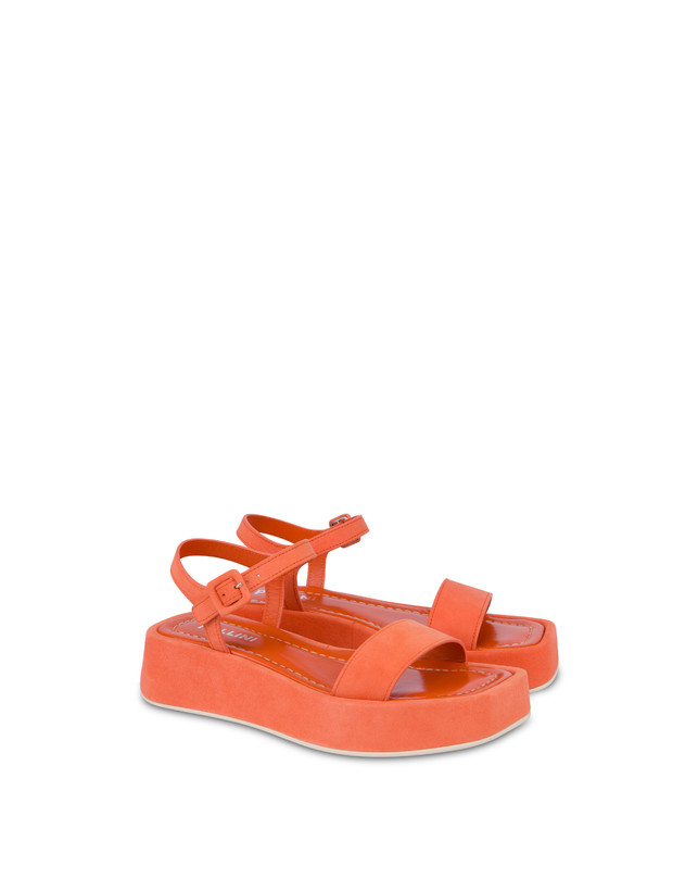 Pollini Sandali Flatform In Camoscio Seventy Coral Hotsell