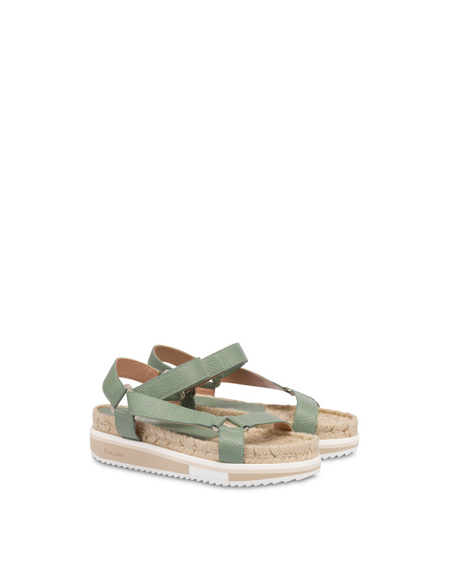 Pollini Sandali Fussbett In Vitello Flower Garden Sage Vendita Calda