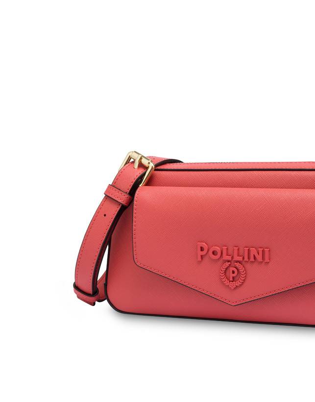 Pollini Borsa A Tracolla Con Maxi Lettering Safari Arancio Vendita Economica