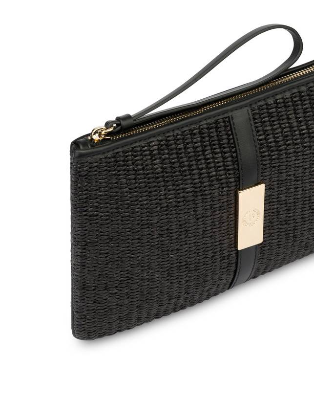 Pollini Pochette In Paglia Essence Nero Vendite Flash
