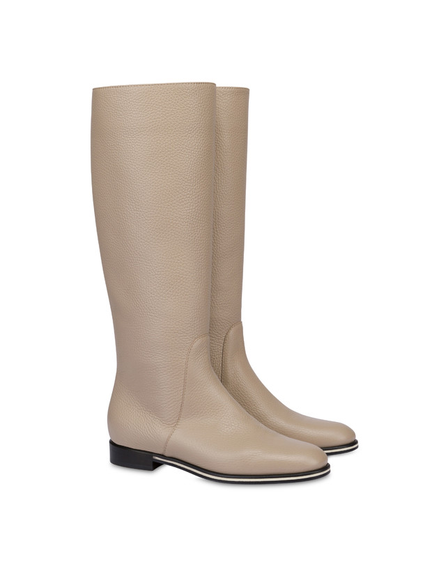 Pollini Stivale Flat In Vitello Core Avorio Flash Sale