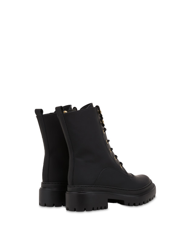 Pollini Combat Boot In Vitello Gommato Winter Step Nero Fornitura limitata