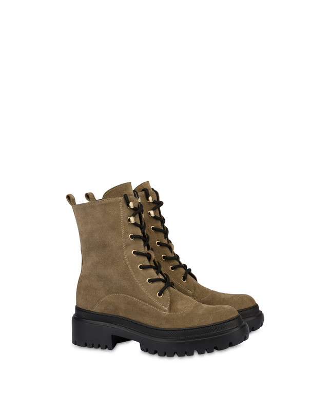 Pollini Combat Boot In Crosta Winter Step Sabbia Shopping online