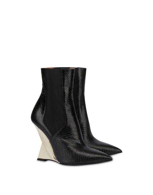 Pollini Beatles In Capra Stampa Pitone Extravagance Nero/platino Offerta Giorno del Papà