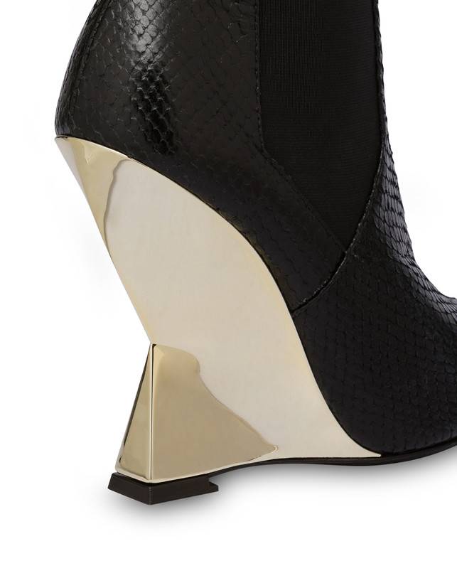 Pollini Beatles In Capra Stampa Pitone Extravagance Nero/platino Offerta Giorno del Papà