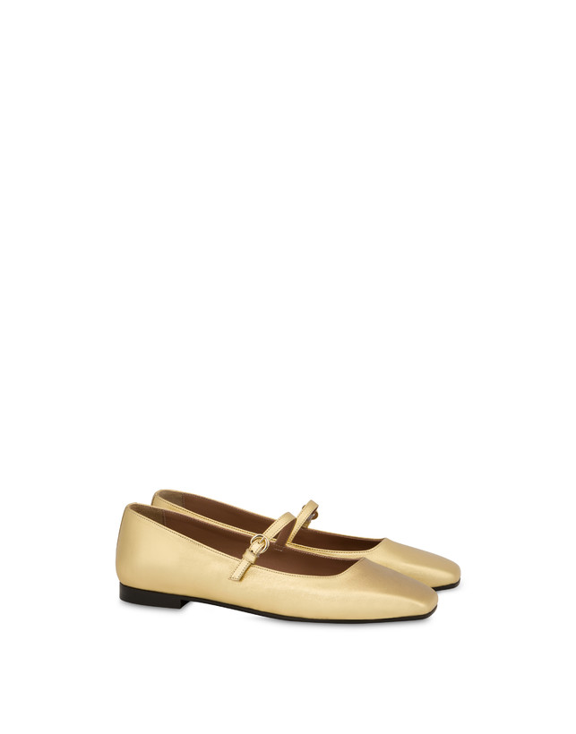 Pollini Ballerine In Nappa Laminata Nina Oro Online Outlet