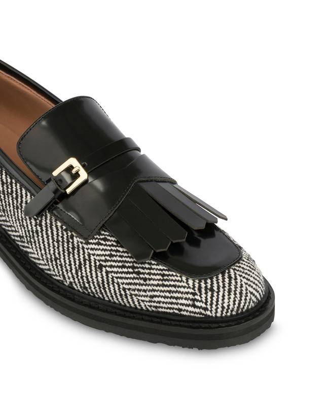 Pollini Mocassini In Tessuto Spigato Camber Sand Bianco-nero/nero Lightning offer