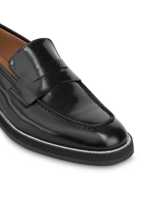 Pollini Mocassini In Vitello Abrasivato Mannish Bling Bling Nero/strass Nuovi prodotti