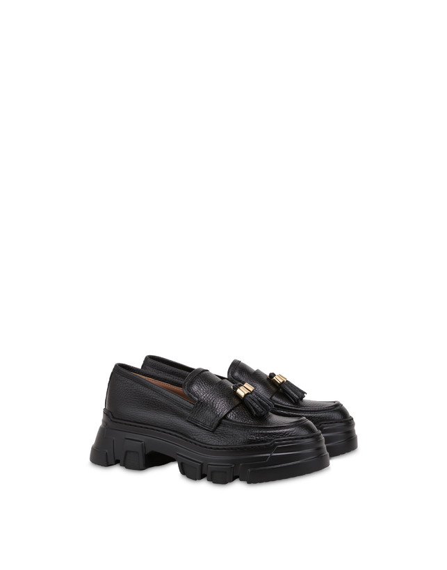 Pollini Mocassini In Vitello Stampa Alce Lady Brave Nero Liquidazione