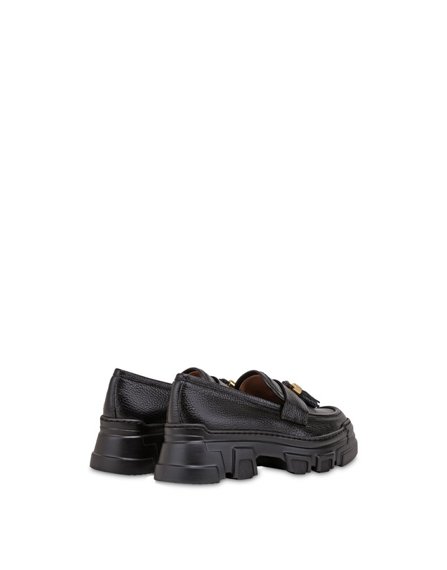Pollini Mocassini In Vitello Stampa Alce Lady Brave Nero Liquidazione