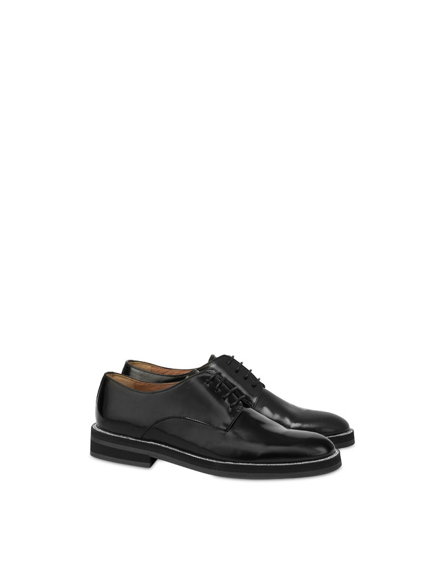 Pollini Derby In Vitello Abrasivato Mannish Bling Bling Nero/strass Rilascio limitato