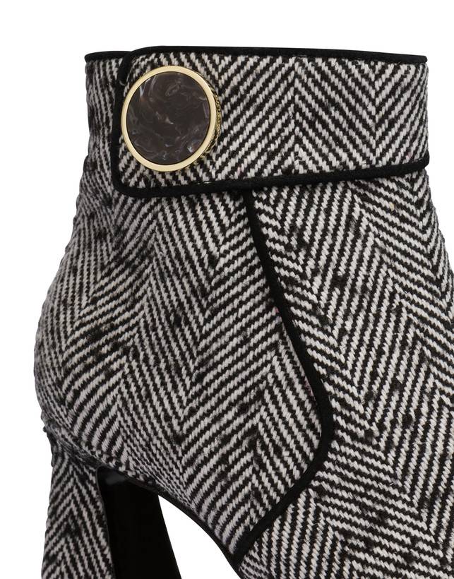 Pollini Stivaletti In Tessuto Spigato Dama Bianco-nero/nero Fino al 50% di sconto