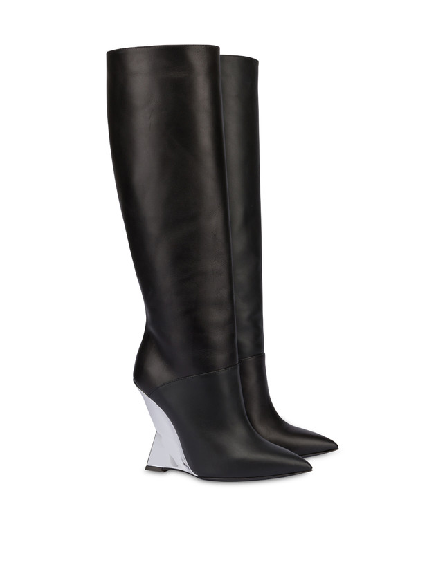 Pollini Stivali In Vitello Extravagance Nero/argento Only for today