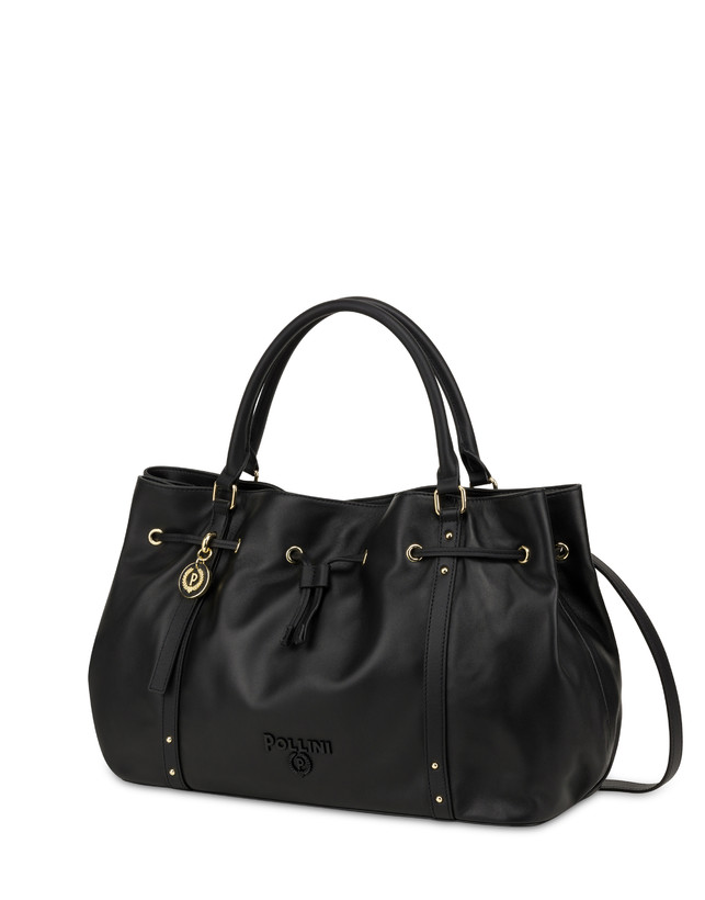 Pollini Borsa Doppio Manico In Nappa Serena Nero/nero Duty-free