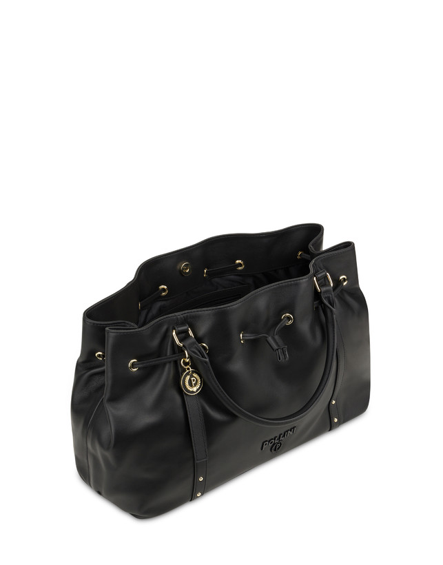 Pollini Borsa Doppio Manico In Nappa Serena Nero/nero Duty-free