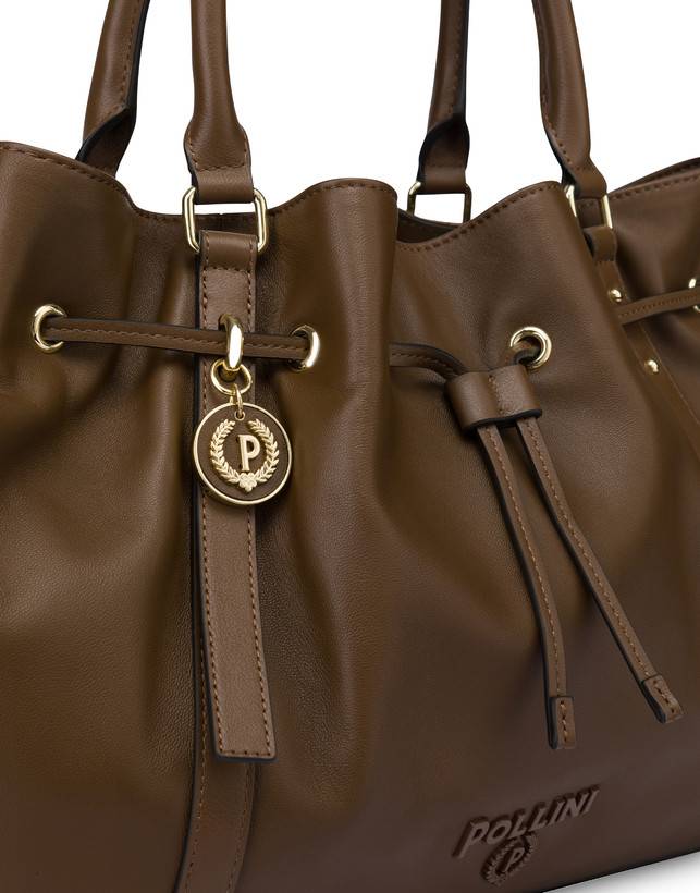 Pollini Borsa Doppio Manico In Nappa Serena Marrone/marrone 50% di sconto per tempo limitato