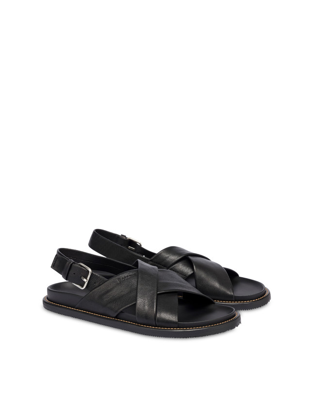 Pollini Sandali Flat In Nappa Natural Feeling Nero Online