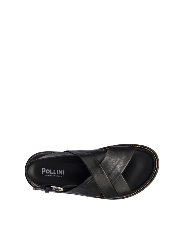 Pollini Sandali Flat In Nappa Natural Feeling Nero Online