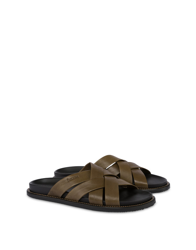 Pollini Ciabatte In Nappa Natural Feeling Militare In Vendita