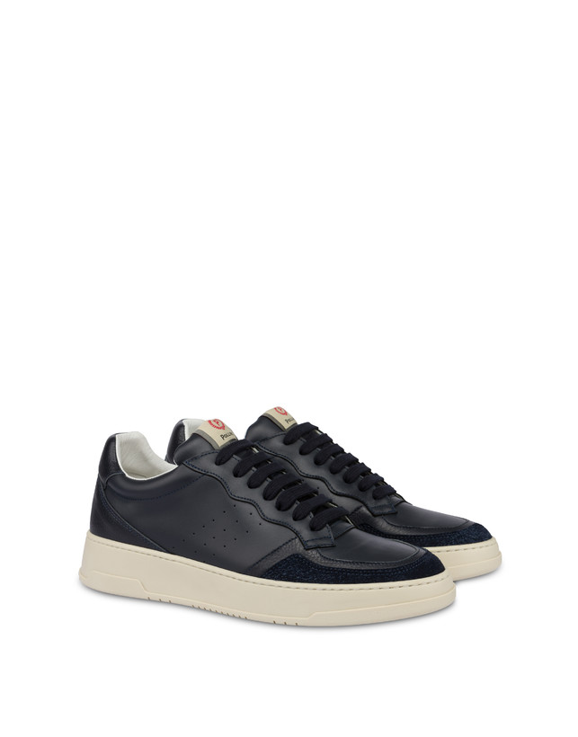 Pollini Sneakers In Vitello E Crosta Bourton Blu/blu/blu Offerta speciale