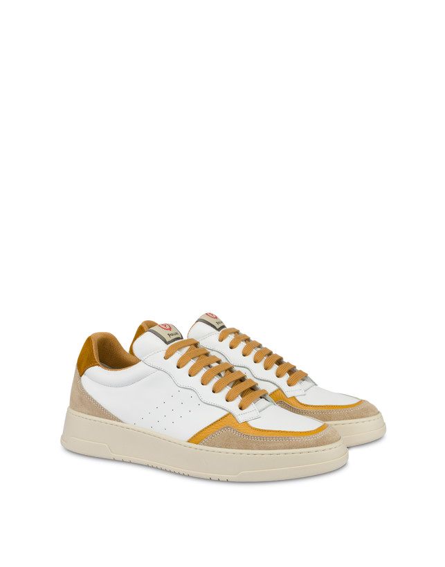Pollini Sneakers In Vitello E Crosta Bourton Bianco/beige/senape/senape Comprare a buon mercato