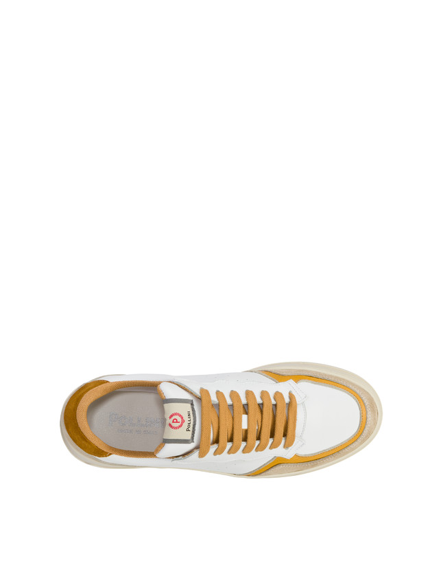 Pollini Sneakers In Vitello E Crosta Bourton Bianco/beige/senape/senape Comprare a buon mercato