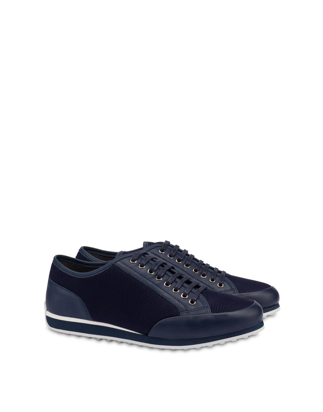 Pollini Sneakers In Vitello E Rete Sporty Driver Blu/blu/blu Shopping online