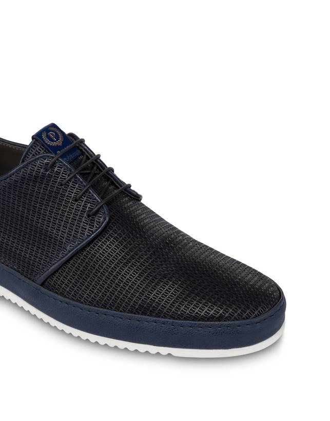 Pollini Derby In Pelle Stampa Traforata Foxing Blu Offerta esclusiva