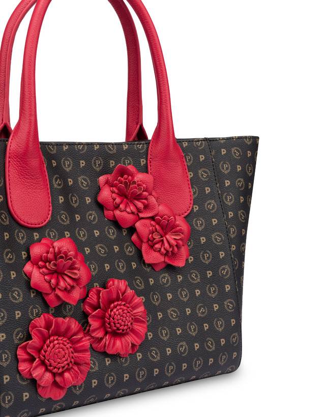 Pollini Tote Bag Medium Heritage Flowers Nero/rosso Black Friday