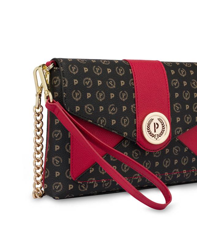 Pollini Borsa A Spalla Heritage Logo Classic Nero/lacca Offerta Pasqua