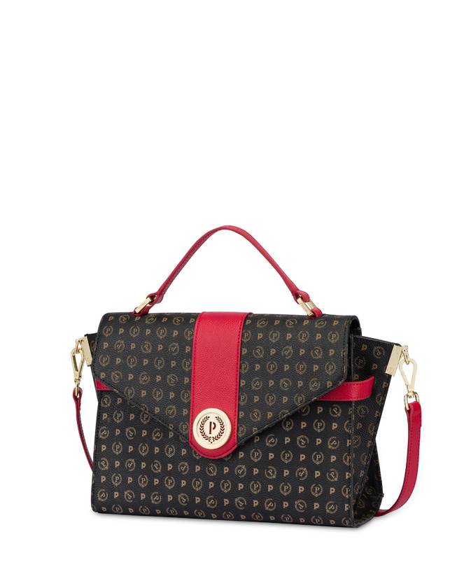 Pollini Borsa A Mano Strutturata Heritage Logo Classic Nero/lacca Offerta Giorno del Papà