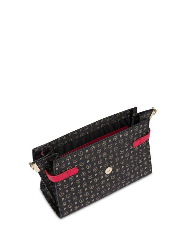 Pollini Borsa A Mano Strutturata Heritage Logo Classic Nero/lacca Offerta Giorno del Papà