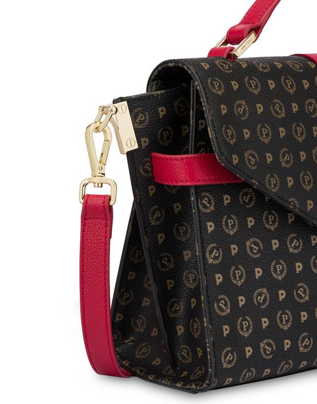 Pollini Borsa A Mano Strutturata Heritage Logo Classic Nero/lacca Offerta Giorno del Papà