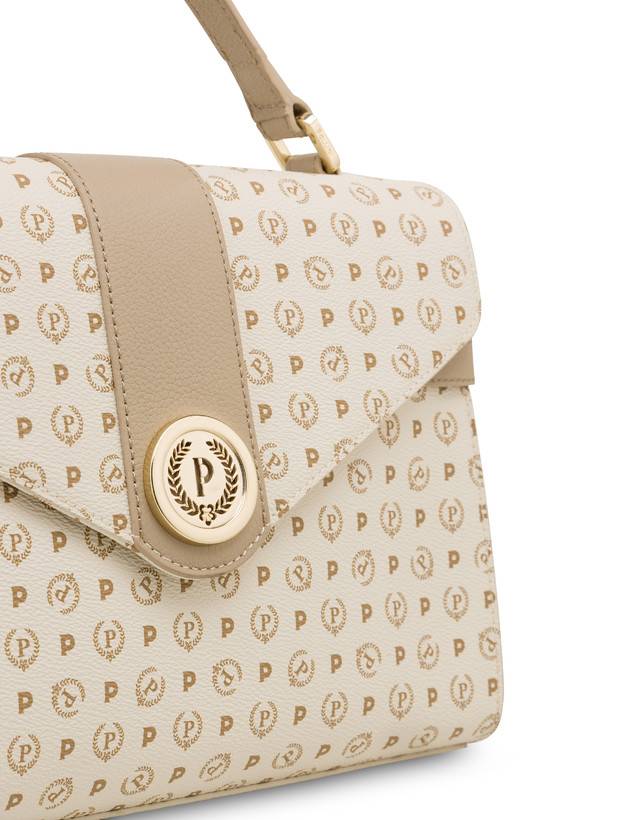 Pollini Borsa A Mano Strutturata Heritage Logo Classic Avorio/ghiaccio Offerta San Valentino