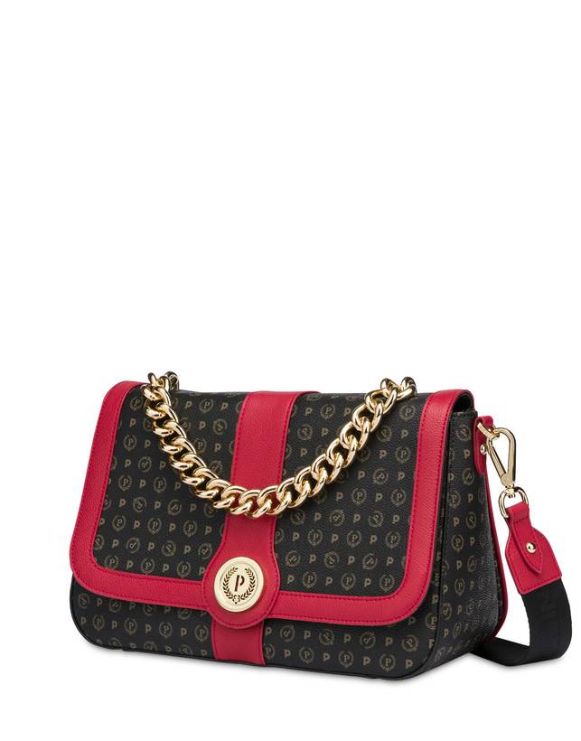 Pollini Borsa A Spalla Heritage Logo Classic Nero/lacca Offerta Anniversario